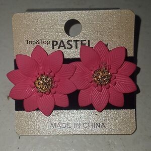 Top & Top Pastels Hot Pink & Gold Flower earrings